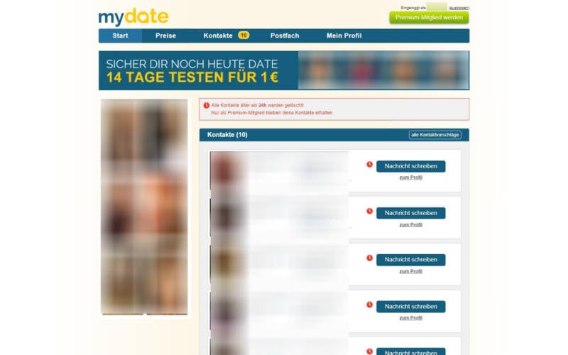 MyDate.dating Mitgliederbereich