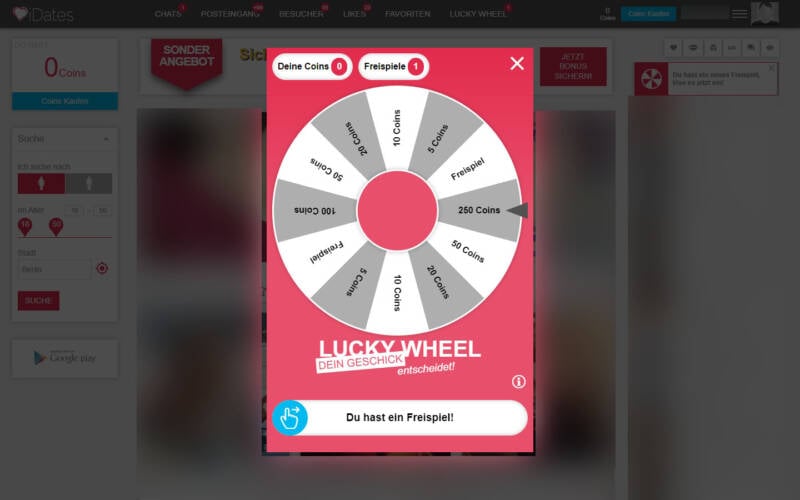 iDates.com Lucky Wheel