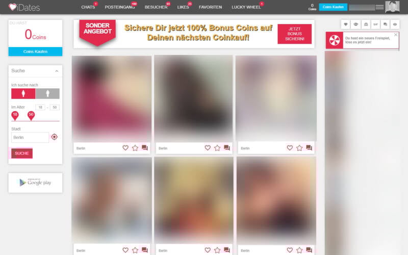 iDates.com Mitgliederbereich
