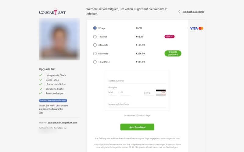 CougarLust.com Kosten