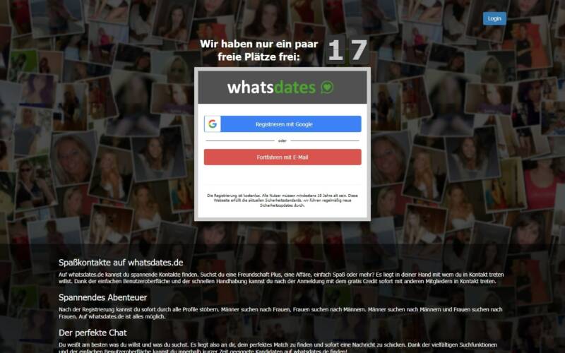 WhatsDates.de Startseite Testbericht