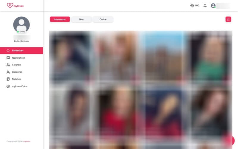 MyLoves.com Mitgliederbereich