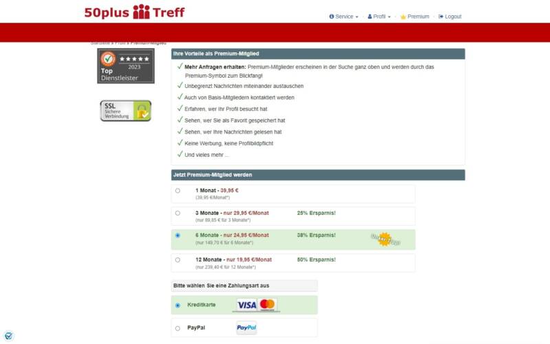 Testbericht 50Plus-Treff.at Kosten
