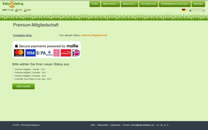 BabyViaDating.de Kosten