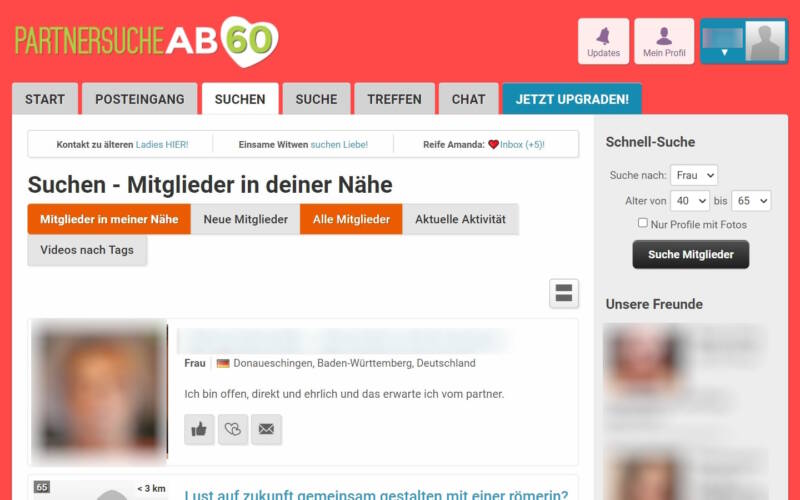 PartnersucheAb60.de Mitgliederbereich