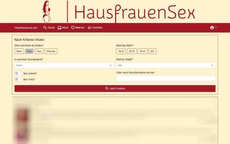 HausfrauenSex.net Mitgliederbereich