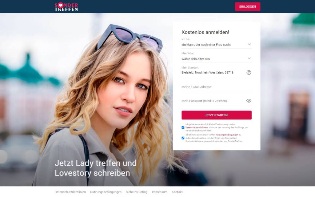 SonderTreffen.com Startseite Testbericht