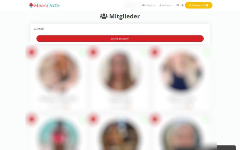 MeinDate.de Mitgliederbereich