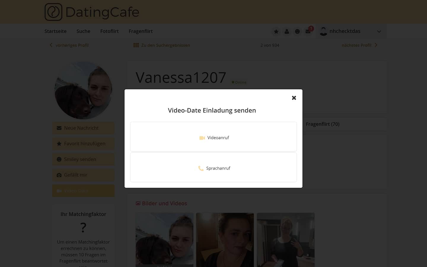 DatingCafe.de - Videocall