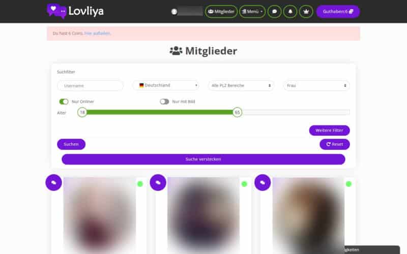 LovliYa.de Mitgliederbereich