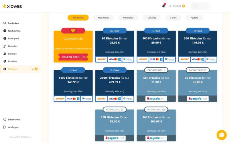 xLoves.com Kosten