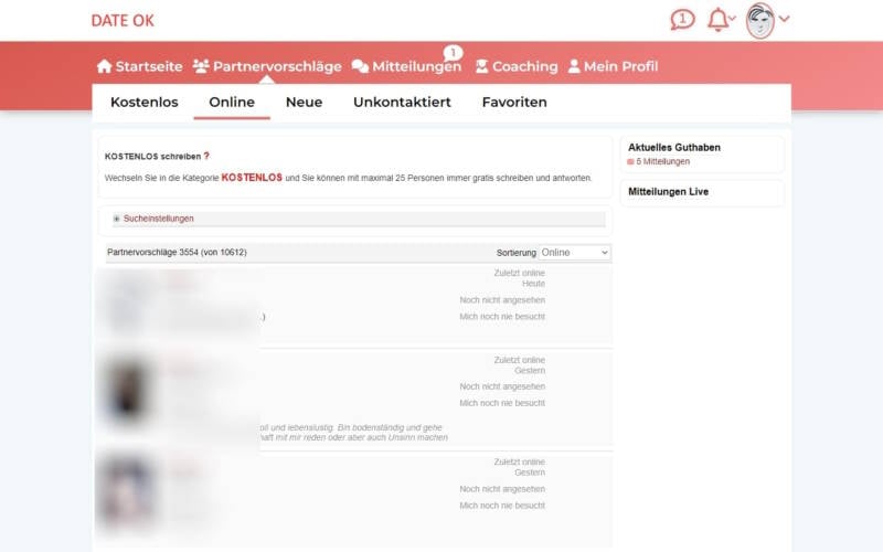 Date-OnlineKontakte.com Mitgliederbereich