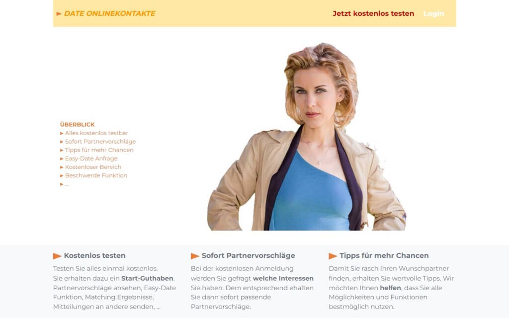 Date-OnlineKontakte.com Startseite Testbericht