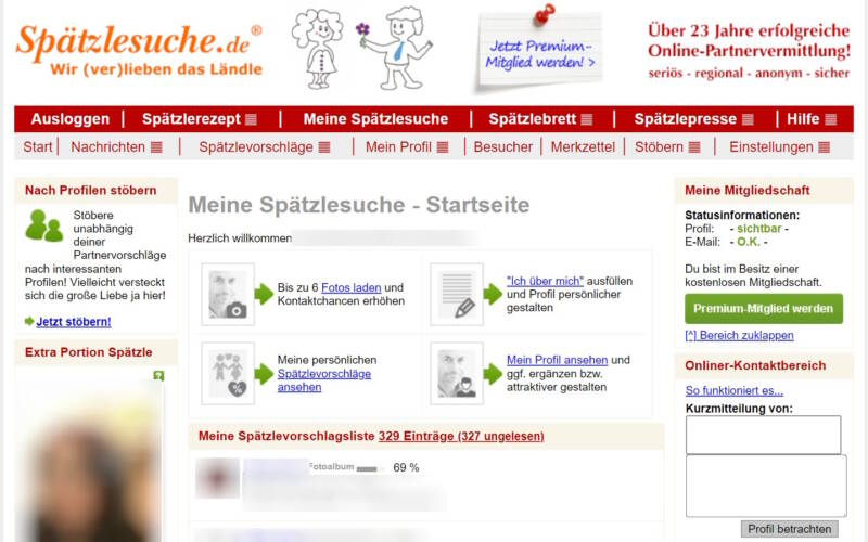 SpaetzleSuche.de Mitgliederbereich