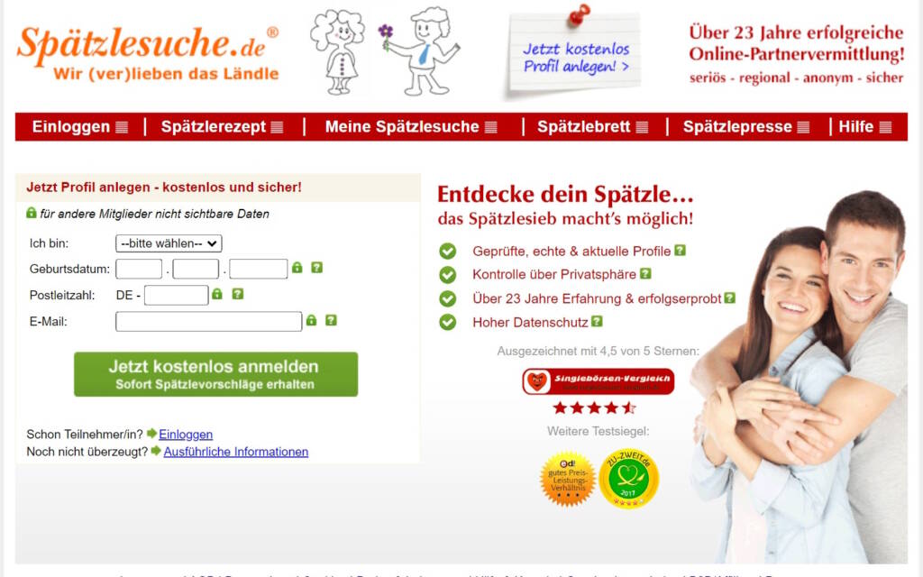SpaetzleSuche.de Testbericht Startseite
