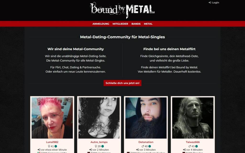 BoundByMetal.com Startseite Testbericht