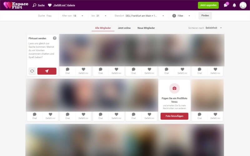 EspaceFlirt.com Mitgliederbereich