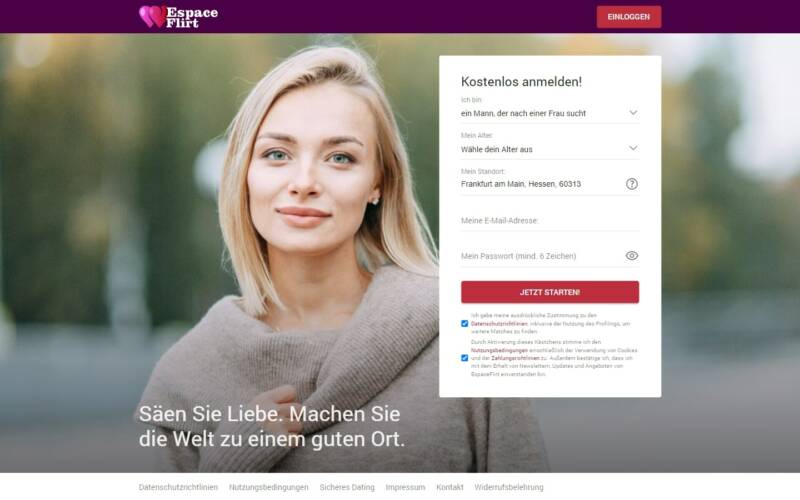 EspaceFlirt.com Startseite Testbericht
