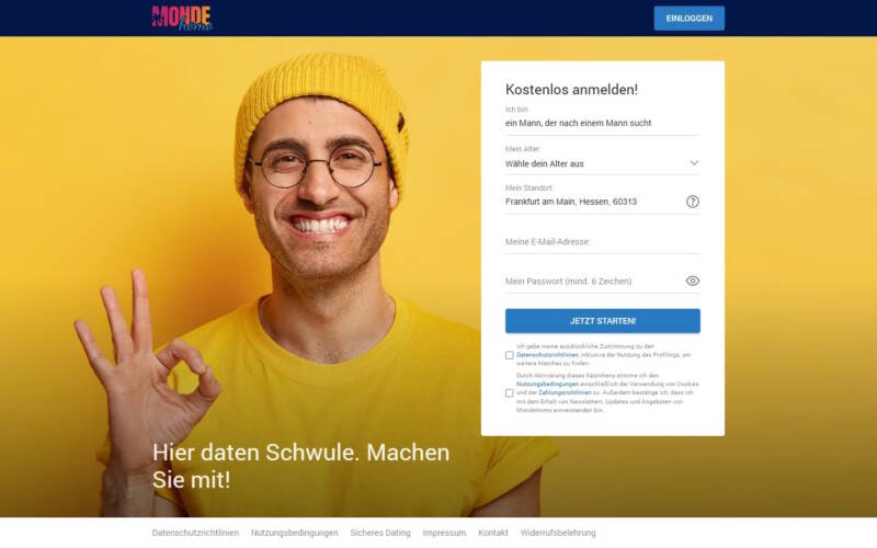 MondeHomo.com Startseite Testbericht