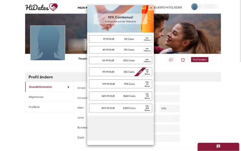 HiDates.de Kosten