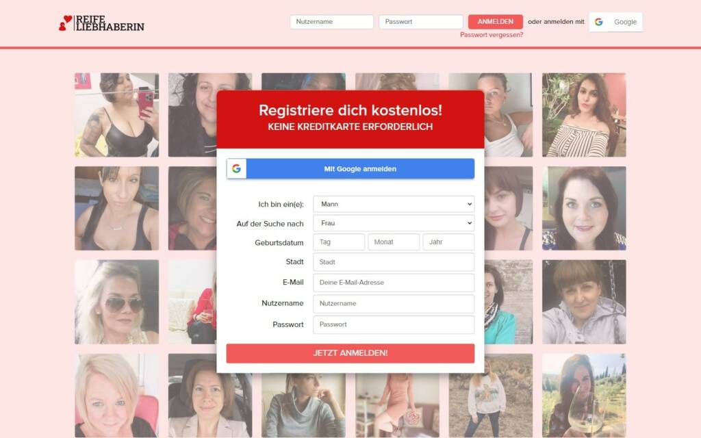 ReifeLiebhaberin.com Testbericht Startseite