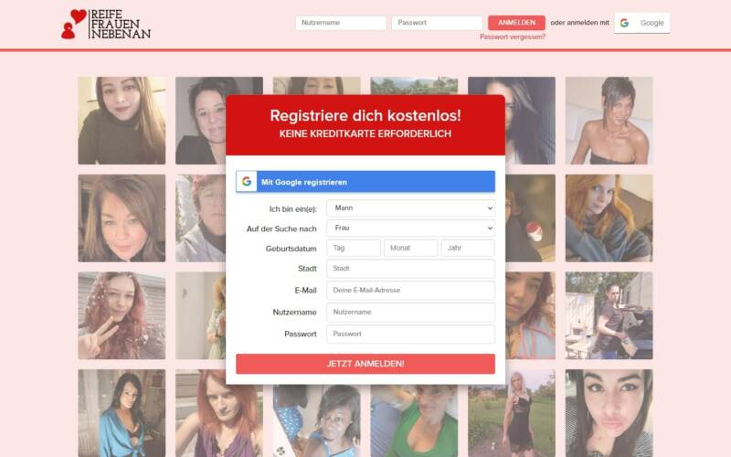 ReifeFrauenNebenan.com Startseite Testbericht