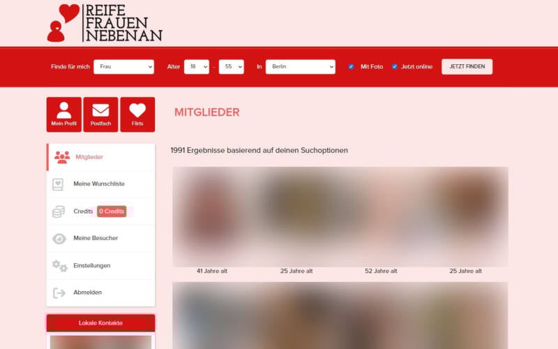 Testbericht ReifeFrauenNebenan.com Mitgliederbereich