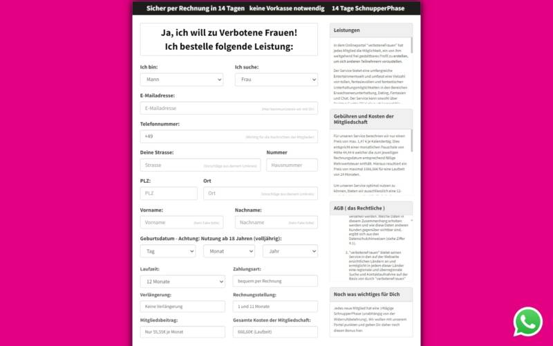 VerboteneFrauen.com Kosten