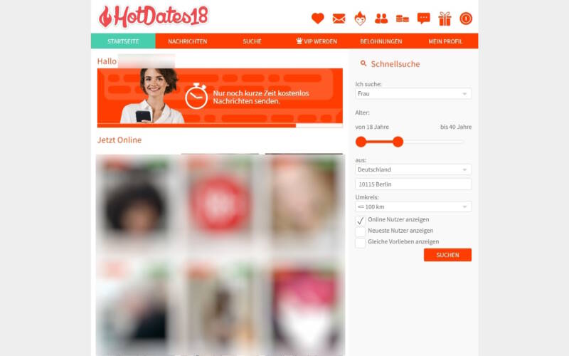 HotDates18.com Mitgliederbereich