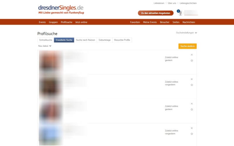 DresdnerSingles.de Mitgliederbereich