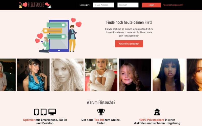 FlirtSuche.com Startseite Testbericht