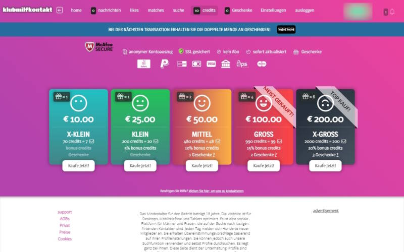KlubMilfKontakt.com Kosten