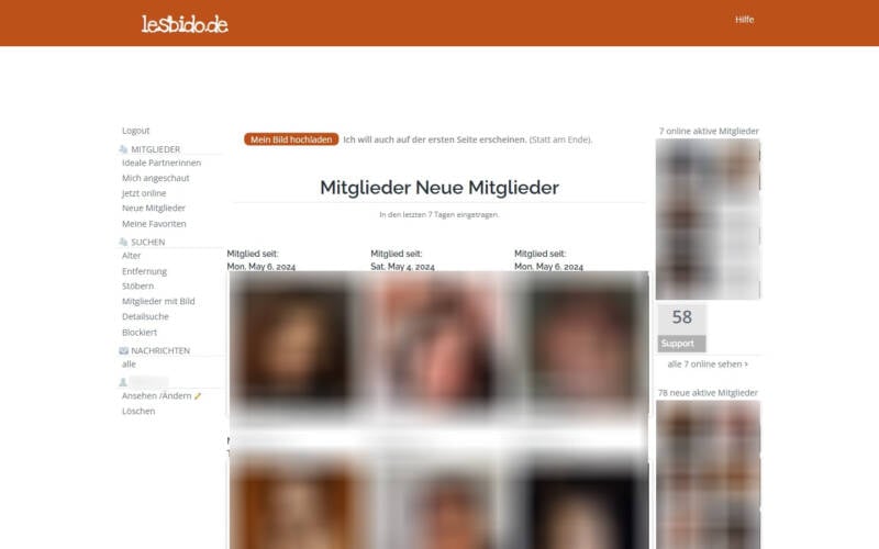 Lesbido.de Mitgliederbereich