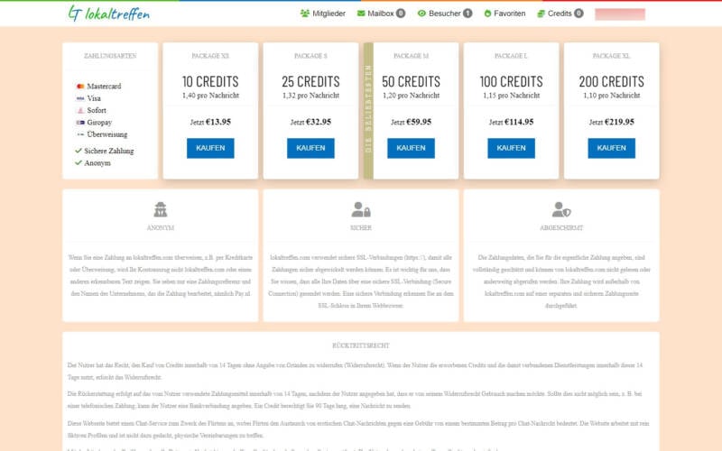 LokalTreffen.com Kosten