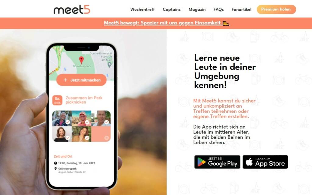 Meet5.de Startseite Testbericht