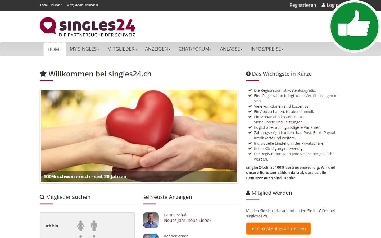 Testbericht Singles24.ch Abzocke