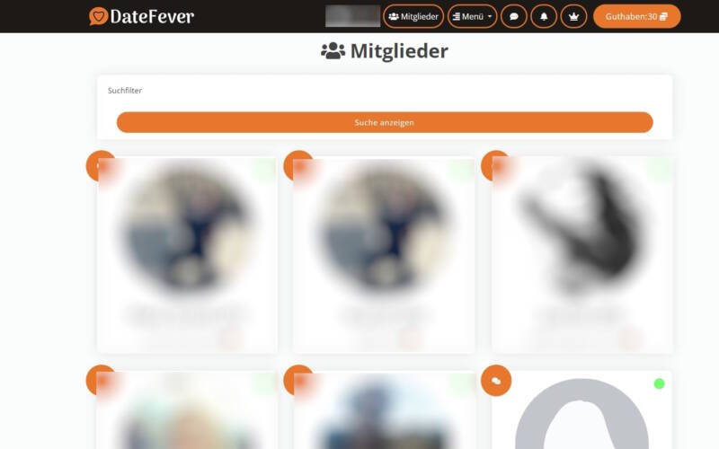 DateFever.de Mitgliederbereich