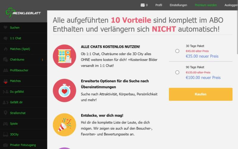 MeinKleeblatt.com Kosten