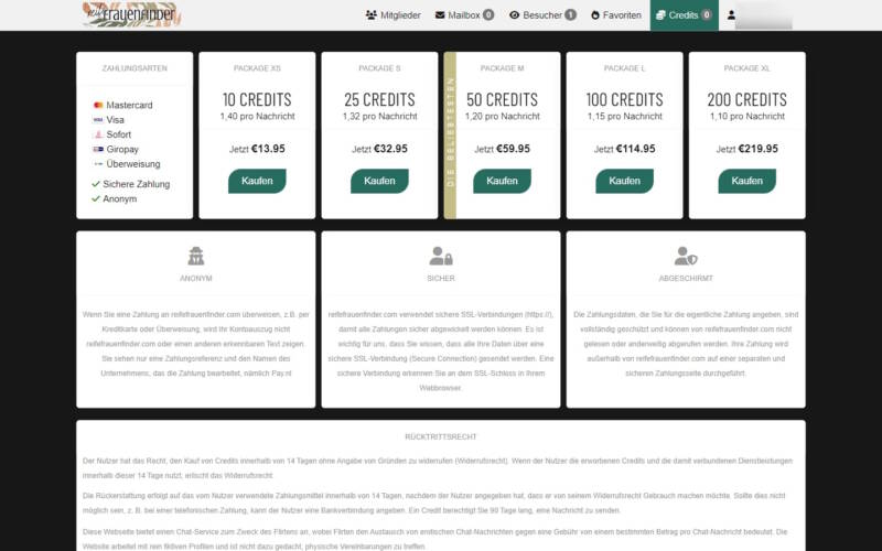 ReifeFrauenFinder.com Kosten