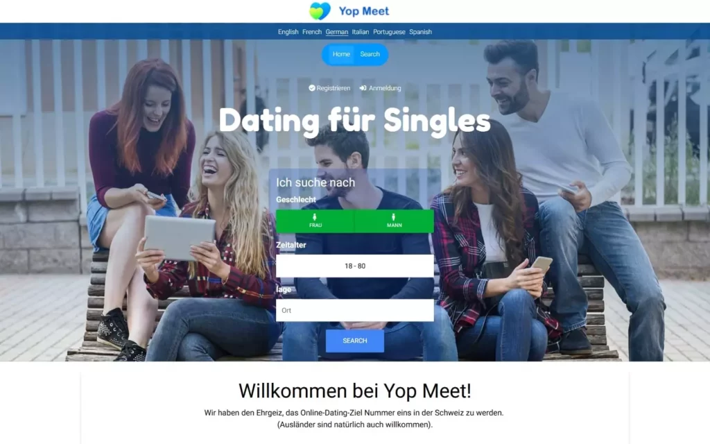 YopMeet.com Startseite Testbericht