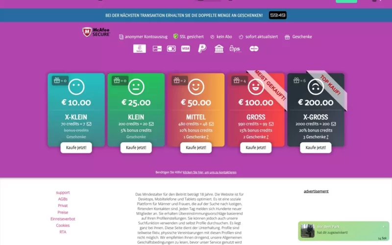 AmateurVergnugen.com Kosten