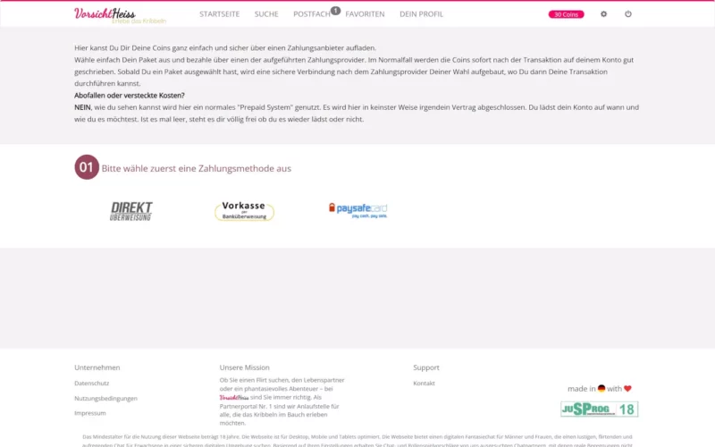vorsichtheiss.com payment