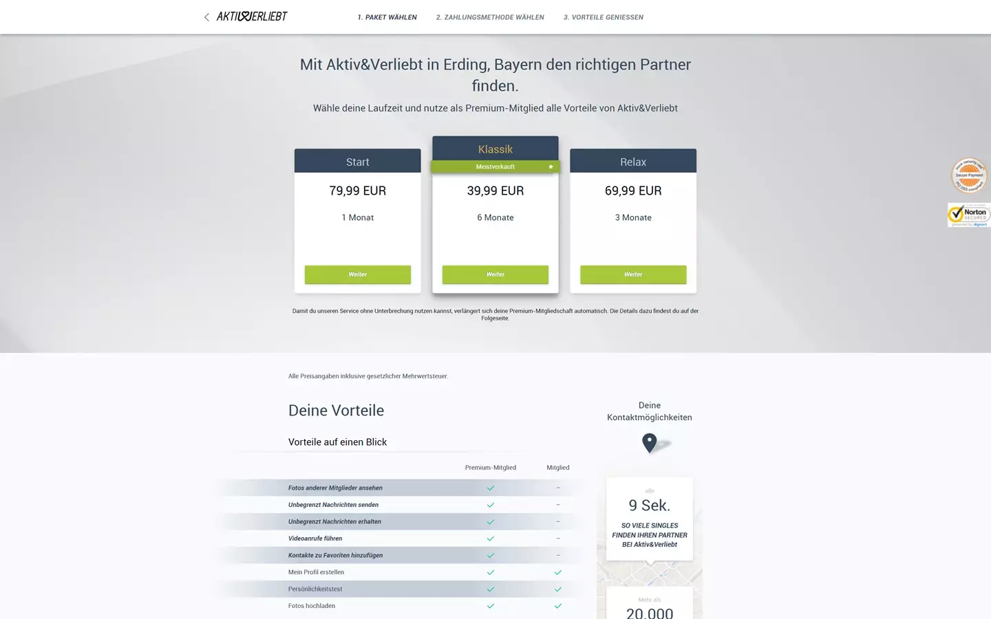 Aktiv-Und-Verliebt.de - Kosten