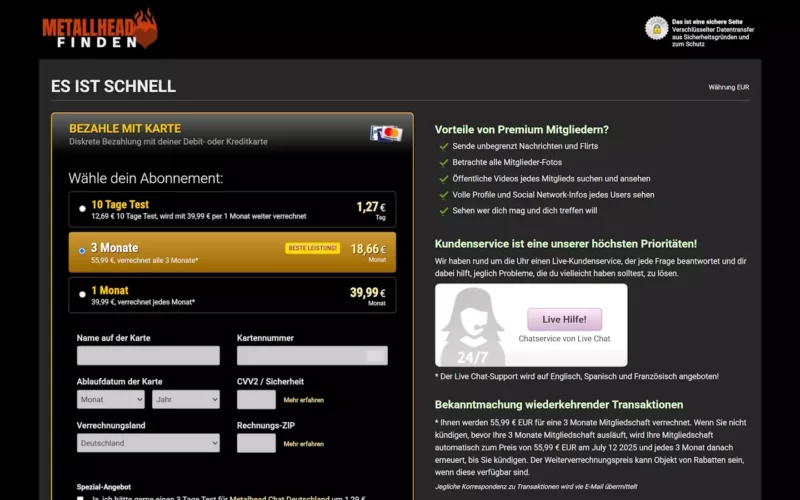 MetalheadFinden.com Kosten