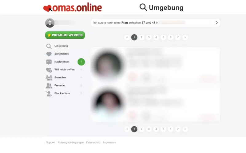 Omas.online Mitgliederbereich