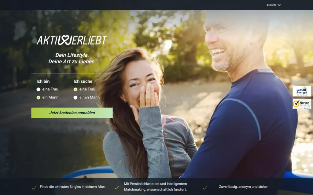 Testbericht Aktiv-Und-Verliebt.de Landingpage