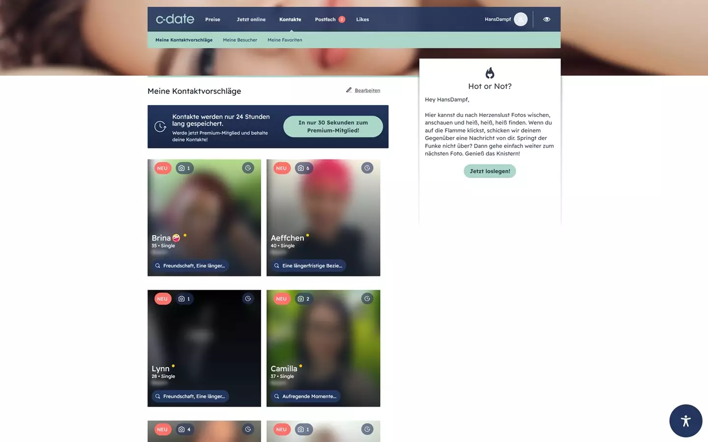 C-Date Mitgliederbereich
