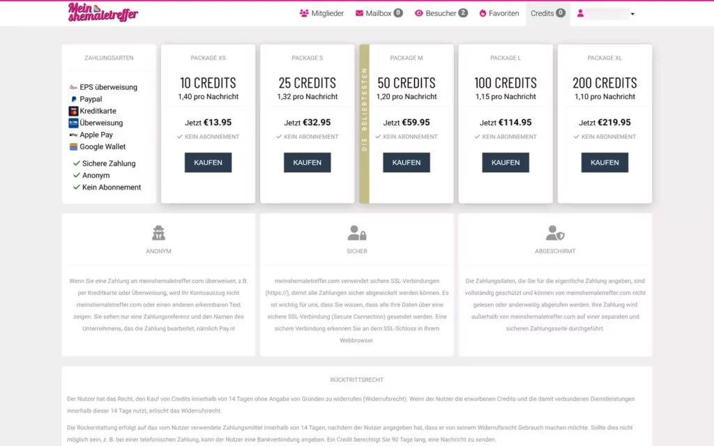 MeinShemaleTreffer.com - Kosten