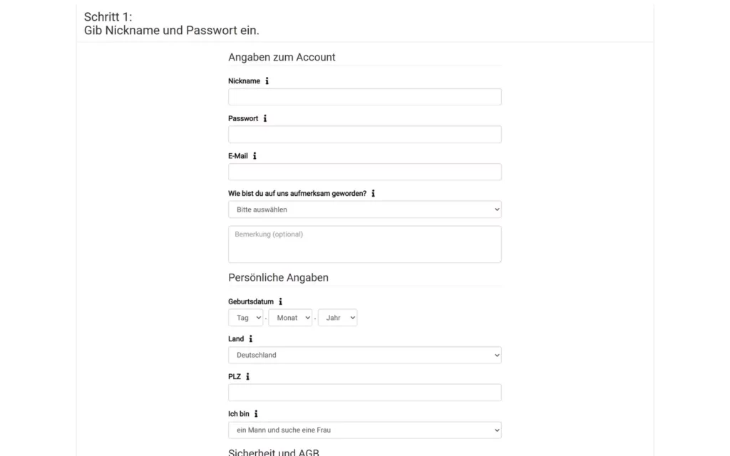 VolksFlirt.de Screenshot - Anmeldung