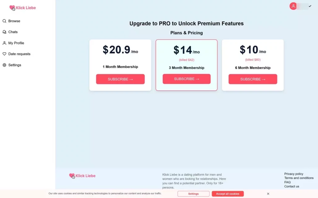 Klick-Liebe.de - Kosten